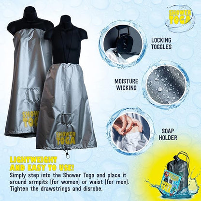 Shower Toga - Wearable Shower Garment, Privacy RV & Camping Shower, Surf Poncho, Shower Tent, or Portable Changing Room