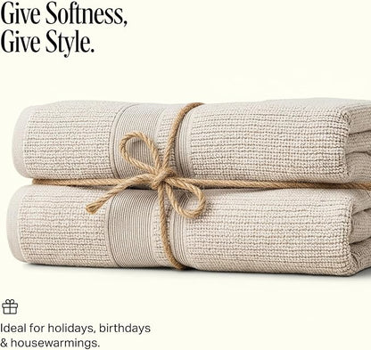 Preston Lane Douro Hand Towel Set – 2 Pack Luxury Cotton Towels, Ultra Soft & Absorbent, Quick-Dry Spa-Quality Bathroom Towels, Made in Portugal, Clay