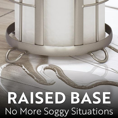 BROOKSTONE, Nickel Toilet Paper Holder, Freestanding Bathroom Tissue Organizer, Minimalistic Storage Solution, Modern & Stylish Design [Holds MEGA Rolls]