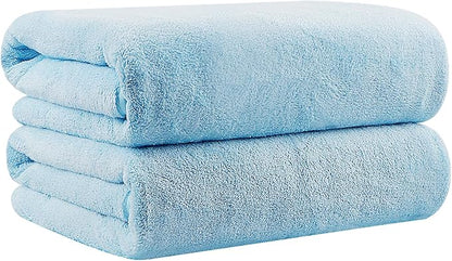 Orighty 2-Pack Microfiber Bath Towels (27'' x 54'') - Soft, Absorbent, Quick-Drying, Blue