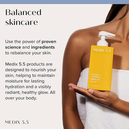 MEDIX Smooth & Glow 3PC Skin Care Set | Glycolic Acid Exfoliating Body Wash Gel + Brightening Vitamin C Cream + Firming Retinol Body Lotion Gift Box | Skin Care Products | Gifts For Women