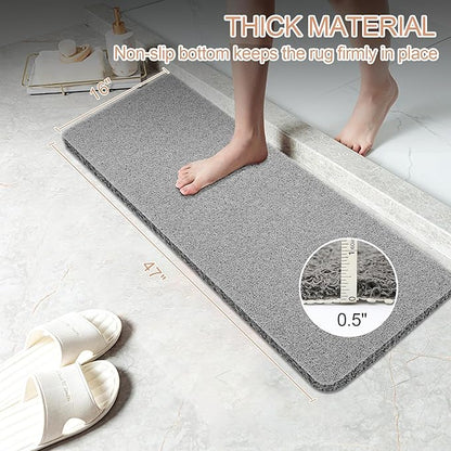 Joyhalo Anti Slip Shower Mat - 47'' x 16'' Non Slip Bath Mat for Elderly, PVC Loofah, Grey