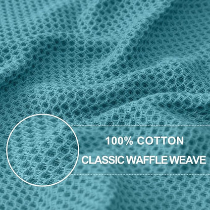 Homaxy 100% Cotton Waffle Weave Kitchen Dish Cloths, Ultra Soft Absorbent Quick Drying Dish Towels, 12 x 12 Inches, 12-Pack, Lake Blue