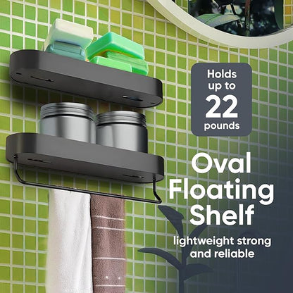 Wall-Mounted Shower Shelf - Durable Space Aluminum, Matte Black, Rustproof Bathroom Organizer, Compact 11-Inch Design for Shampoo, Soap, and Toiletries Storage, Modern and Easy-to-Install Shower Caddy