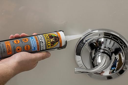Gorilla Waterproof Caulk & Seal Silicone Sealant, 10Oz Cartridge (Pack of 2) - Clear Caulking Sealant for Kitchen, Window, Bath, Marine, Door and More