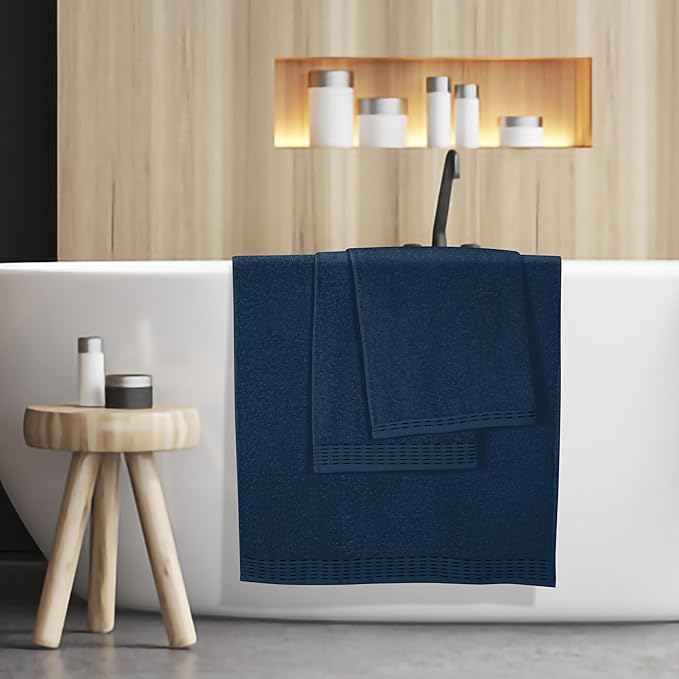 Cotton 2 Pack Oversized Bath Towel Set 28x55 inches, Large Bath Towels, Ultra Absorbant Compact Quickdry & Lightweight Towel, Ideal for Gym Travel Camp Pool - Mineral Blue