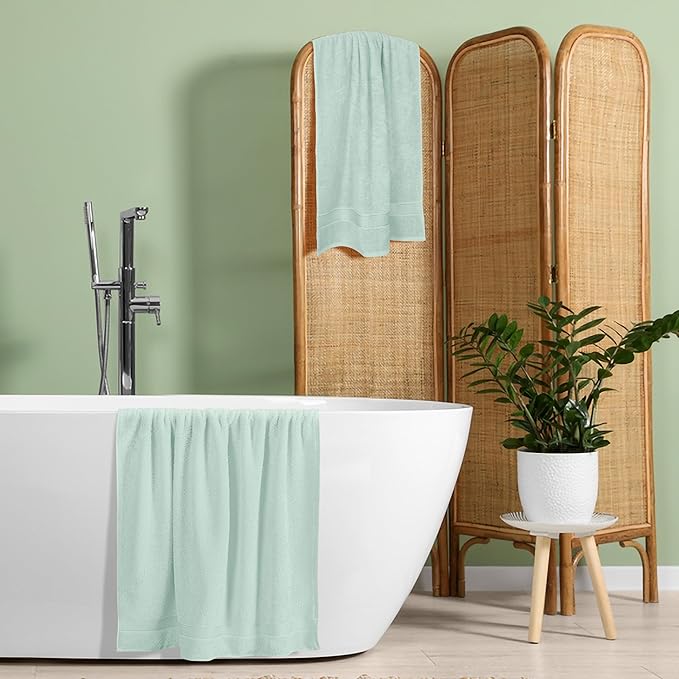 Elvana Home Cotton 2 Pack Oversized Bath Towel Set 28x55 inches, Large Bath Towels, Ultra Absorbant Compact Quickdry & Lightweight Towel, Ideal for Gym Travel Camp Pool - Sea Green