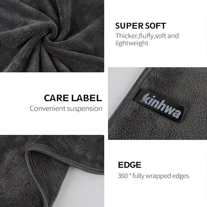 KinHwa Microfiber Bath Towels Large Bathroom Towels Absorbent Shower Soft Towels for Bathroom Large Size for Women Men Ideal Microfiber Towel for Spa, Swimming, Pool Dark Gray (4, Grey, 30x60 inch)