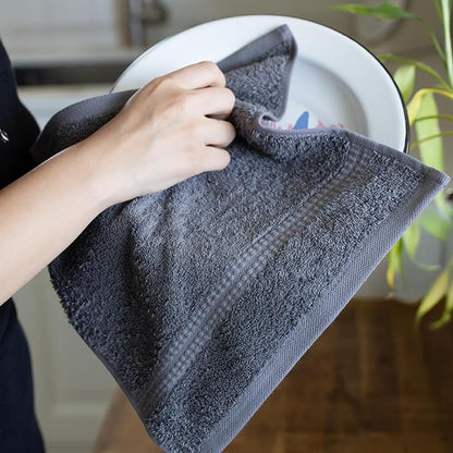 100% Turkish Cotton Towel Set of 6 - Soft, Plush & Super Absorbent - Premium Set with 2 Bath Towels, 2 Hand Towels, and 2 Washcloths - Made in Turkey (Dark Gray, 6-Piece Towel Set)