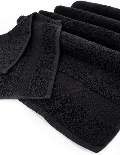 Hencely 18-Piece Bath Towel Set - High Absorbency, Quick Drying - 100% Soft Turkish Cotton - 6 Bath Towels, 6 Hand Towels, 6 Washcloths - for Bathroom, Home, Hotel, Spa, and Gym - 18-Pack Black