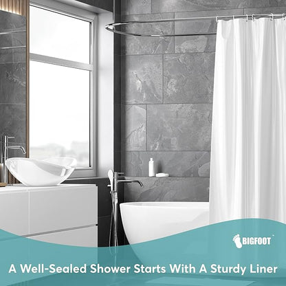 BigFoot Clear Shower Curtain Liner - 72x72 Odorless Plastic with Magnets, Washable Long Bathroom Curtain - Premium PEVA Waterproof Bath Shower Liner, Rust-Proof Bathroom Essentials