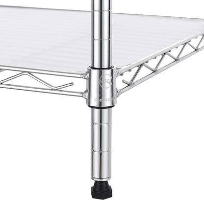 Finnhomy 8-Tier Wire Shelving Unit Adjustable Steel Wire Rack Shelving 8 Shelves Steel Storage Rack or Two 4-Tier Shelving Units with PE mat, Leveling Feet and Safety Device, NSF Certified, Chrome