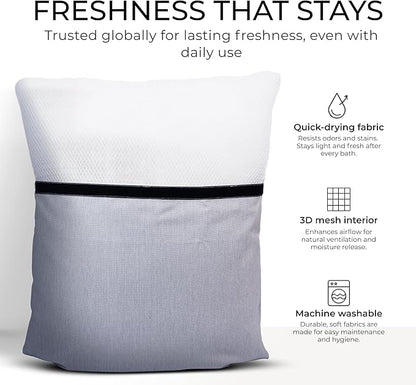 Luxury Bath Pillow for Tub - Thick and Comfortable Bathtub Pillow Support for Head and Neck and Back - Washable Quick-Drying Bath Pillows - Bath Cushion for Home Spa - Fits Any Bathtub - Light Gray