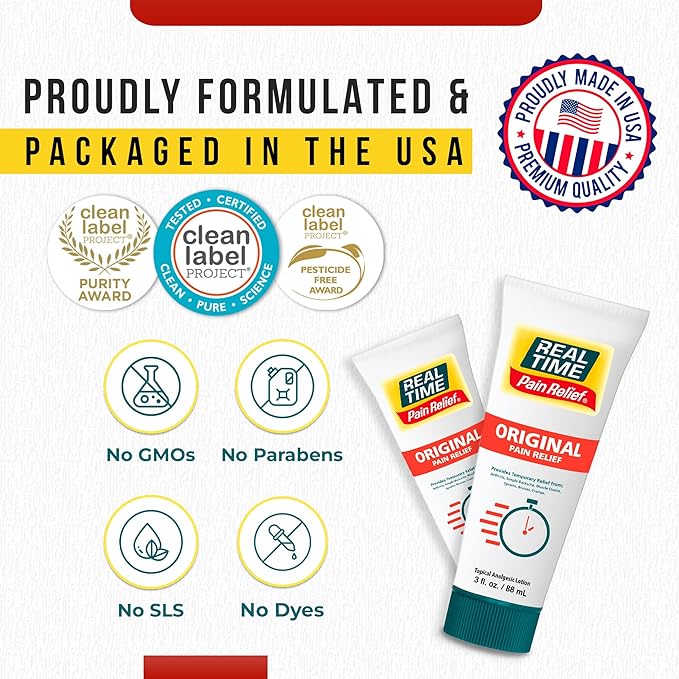 Real Time Pain Relief Cream 3 Oz Tube | 17 Natural Ingredients