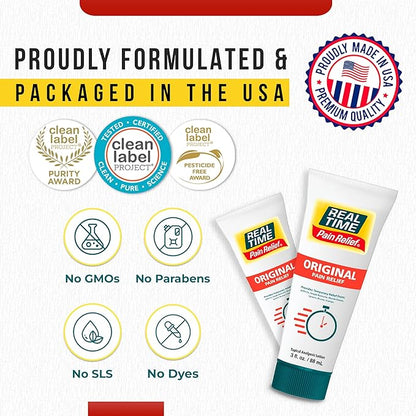 Real Time Pain Relief Cream 3 Oz Tube | 17 Natural Ingredients