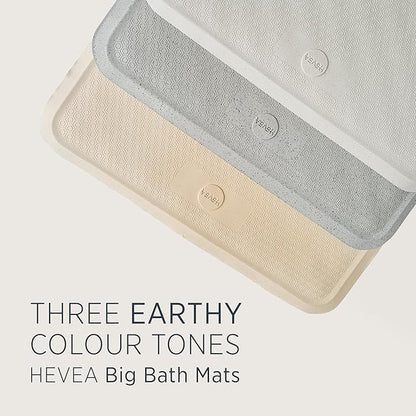 HEVEA Natural Rubber Big Bath Mat - Upcycled, Danish Design - Non Slip Bathtub Mat, 299 Suction Cups - Safe and Friendly Shower Mat for All Ages (Granite)