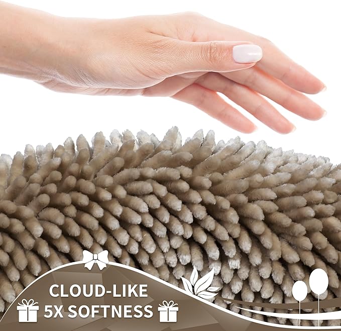 Yimobra Large Bathroom Rug Non Slip 36x24 Inch, Extra Thick Soft Absorbent Chenille Bath Mat, Machine Washable Quick Dry Bath Rugs for Bathroom Floor, Tub and Shower, Home Decor Accessories, Camel