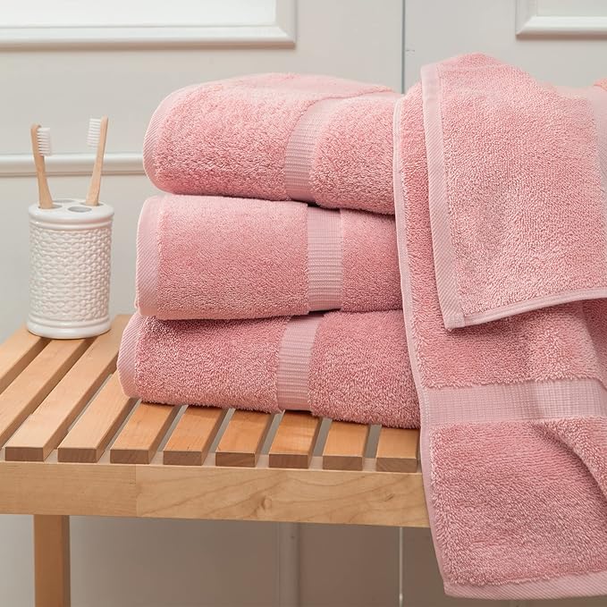 Towel Bazaar Premium Cotton Super Soft and Absorbent Turkish Towels (4-Piece Extra Large Bath Towels, Pink)