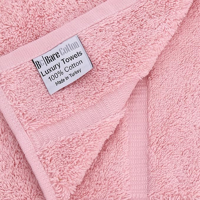Luxury Hotel & Spa Collection Highly Absorbent, Quick Dry 100% Turkish Cotton 700 GSM, Eco Friendly Towel, for Bathroom Dobby Border Soft Bath Towel Set 27 X 54 (Pink, Bath Towels - Set of 2)