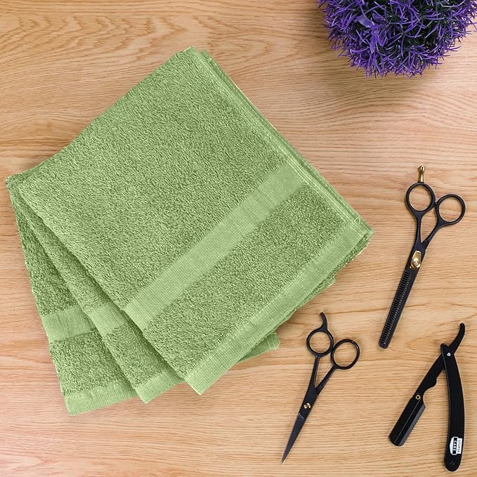 Utopia Towels, Salon Towel, Pack of 24, Not Bleach Proof, 16 by 27 Inches, Highly Absorbent Cotton Towels for Hand, Gym, Beauty, Spa, and Home Hair Care, Sage Green