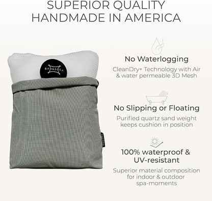 BADESOFA® Luxury Bath Pillow M - Lusciously Soft & Comfortable Tub Pillow for Bathtub - Washable & Quick-Drying Bath Back Pillow - Non-Slip Full Body Tub Pillow - Luxury Spa Cushion in Grey