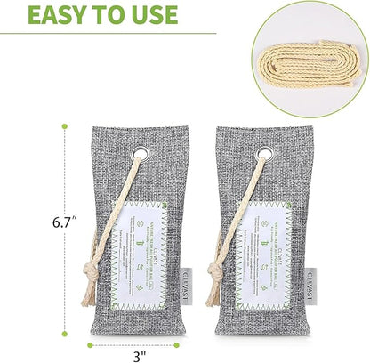 CLEVAST 6 Pack Activated Bamboo Charcoal Air Purifying Bags(6x60g), Natural Fresh Odor Absorber, Deodorizer and Moisture Eliminator, Air Purifier Bags for Home, Closet, Shoes, Car Air freshener