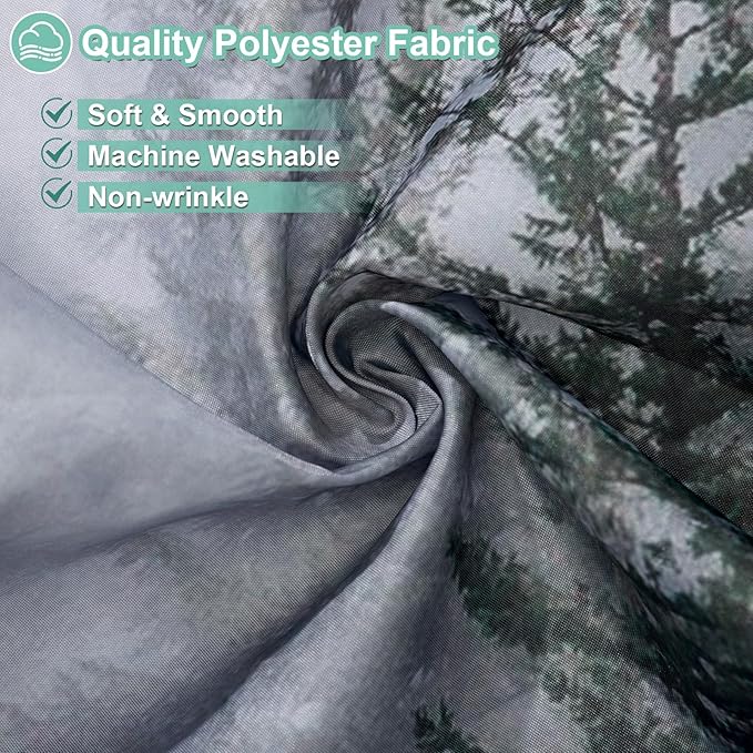 ORTIGIA 78 Inch Dark Green Misty Forest Shower Curtain for Bathroom, Nature Woodland Shower Curtain Set with Hooks, Decorative Pine Tree Fog Magic Bath Curtain, Waterproof Fabric, Weighted, 72x78