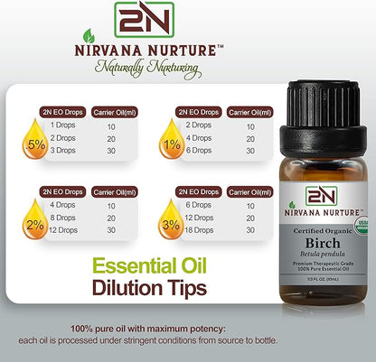 Birch Essential Oil USDA Certified Organic, 100% Pure Natural Premium Grade, Undiluted
