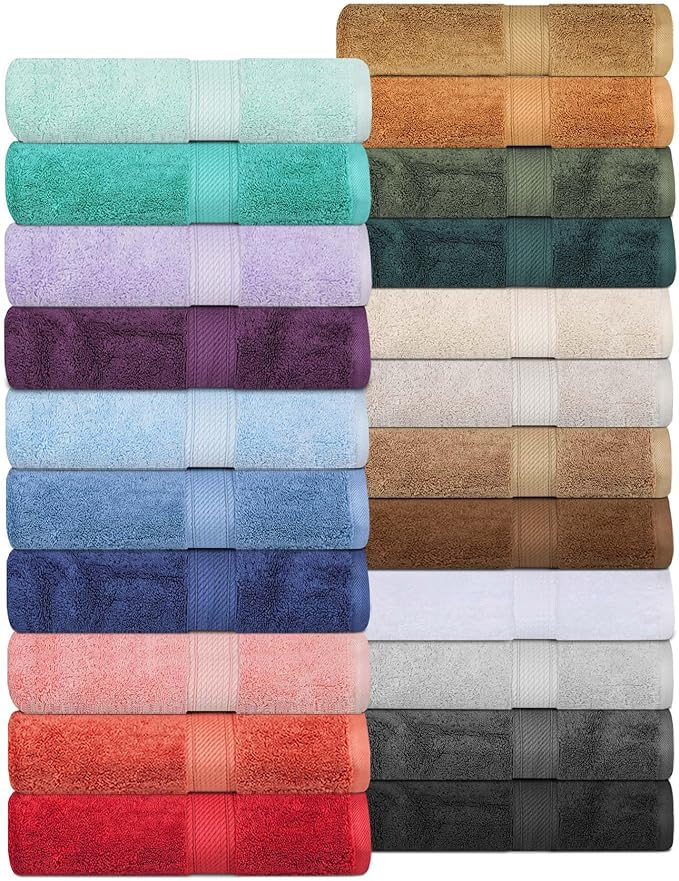 Superior Egyptian Cotton Pile Bath Towel Set of 2, Ultra Soft Luxury Towels, Thick Plush Essentials, Absorbent Heavyweight, Guest Bath, Hotel, Spa, Home Bathroom, Shower Basics, Turquoise
