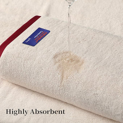 REDKISS 2 Pack 100% Cotton Bath Towels with Luxury Embellished Border Design, Oversized 27 x 54 Inches & 600 GSM Ultra Soft Bath Towel Set, Quick Dry Towels for Bathroom, Gym, Hotel, Beige Brown