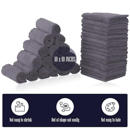 32 Pack Baby Washcloths - Luxury Coral Fleece - Extra Absorbent and Soft Wash Clothes for Newborns, Infants and Toddlers - Suitable for Sensitive Skin and New Born - Baby Shower - Grey, 10x10 Inch