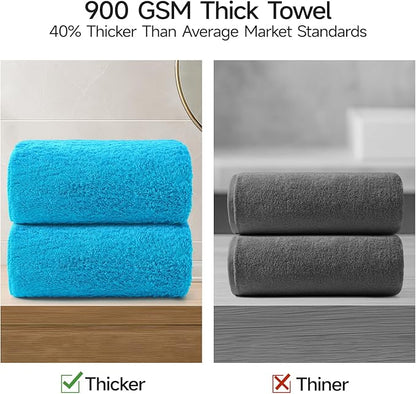 REDKISS 2 Piece Luxury Bath Towel Set - 31x62 inch Oversized Thick Bath Sheets, 100% Cotton, 900 GSM, Super Soft, Highly Absorbent, Quick Dry Large Shower Towels for Bathroom, Pool, Gym, Spa, Blue