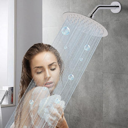 HarJue Shower Arm with Flange and Teflon Tape, Wall Mounted Shower Pipe 304 Stainless Steel Extension Arm for Fixed Shower Head & Handheld (6 Inch, Chrome)
