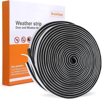 40FT Self-Adhesive Weather Stripping Seal for Door Frames and Sliding Windows, Weatherstripping for Soundproofing, Dustproof, Window Insulation for Winter, 0.35'' Wide x 0.35'' Thick, Black
