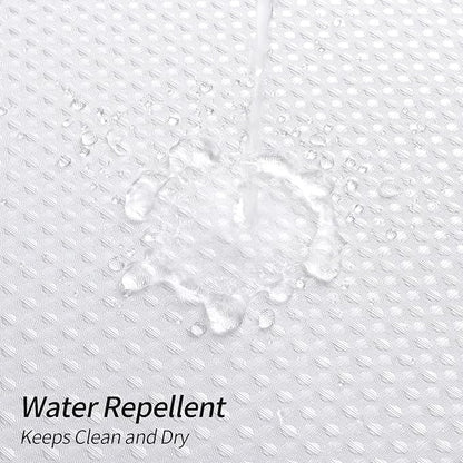 MitoVilla No Hooks Required Extra Long Shower Curtain Liner Set, 86 inch XL White Waffle Heavyweight Fabric Cloth Shower Curtains Set with Snap-in Liner for Modern Luxury Hotel & Spa Bathroom Decor