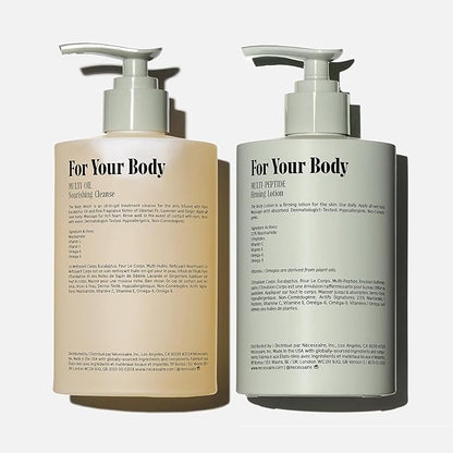 Nécessaire The Body Duo (Eucalyptus) Skincare Gift Set For Women + Men - The Body Wash 16.9oz + The Body Lotion 15.2oz. Multi-Oil Shower Gel Cleanser + Multi-Peptide Body Moisturizer. Non-Comedogenic.