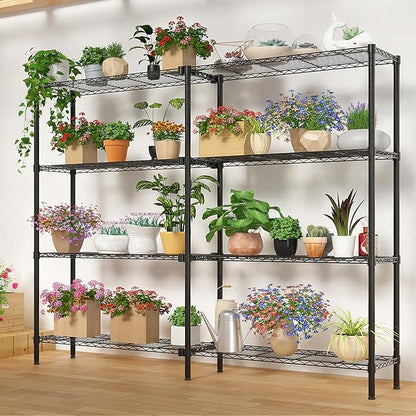 8 Tier Storage Racks Shelving, Heavy Steel Pantry Shelves, Adjustable Wire Shelving Rack, Suitable for Garage, Kitchen, Bathroom, Office, 35" W x 14" D x 106" H, Black