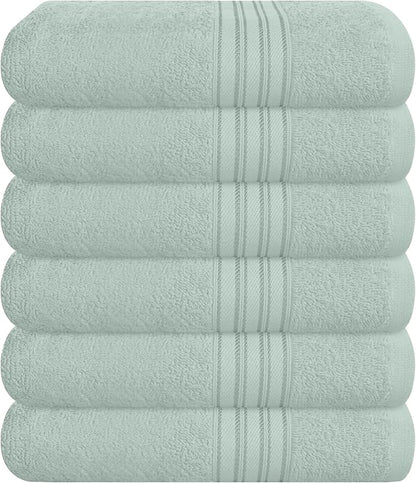 BOUTIQUO Ultra Soft Cotton 6 -Piece Hand Towel Set 16x24 Inch, Ideal for use in Bathroom, Kitchen, Gym, Spa & General Cleaning, Compact & Lightweight Multi Purpose Hand Towels - Sea Green