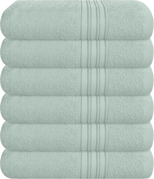 BOUTIQUO Ultra Soft Cotton 6 -Piece Hand Towel Set 16x24 Inch, Ideal for use in Bathroom, Kitchen, Gym, Spa & General Cleaning, Compact & Lightweight Multi Purpose Hand Towels - Sea Green
