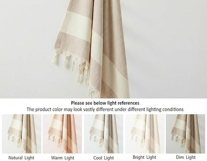 Bazaar Anatolia Turkish Bath Towel – 100% Cotton, Quick Dry, Sand Free Towel for Bathroom, Hot Tub, Decor, Cream – Oversized 71x39 Inches – Diamond Beige