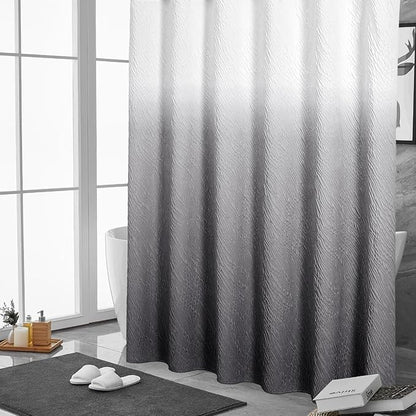 MitoVilla Grey Ombre Modern Small Stall Shower Curtain 36 x 72, Farmhouse Narrow Half Size Shower Curtains for Bathroom Decor, 3D Waves Embossed Marble Textured Cloth Shower Curtain 36 inch