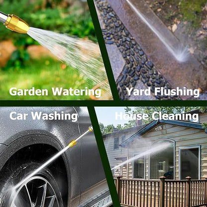 Upgraded Garden Hose Nozzle Sprayer, 100% Heavy Duty Metal Water Hose Nozzle, High Pressure Spray Gun With 3/4" Brass Quick Connectors, for Watering Plants & Lawns, Patio Cleaning, Car Washing