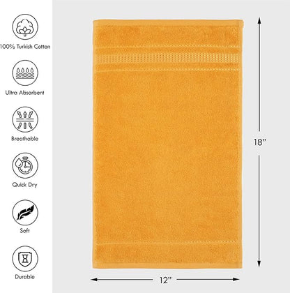 Melissa Linen, Fingertip Towels 4 Pack, 100% Turkish Cotton, Small Hand Towels for Body and Face, 12 x 18 in, Soft and Absorbent, Quick Dry, (Yellow Fingertip Towels)