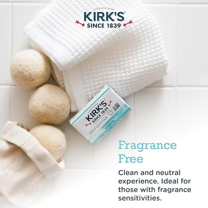 Castile Bar Soap by Kirkâ€™s | Clean Soap for Men, Women & Children | Premium Coconut Oil | Sensitive Skin Formula, Vegan | Fragrance-Free/Unscented | 4 oz. Bars - 4 Pack