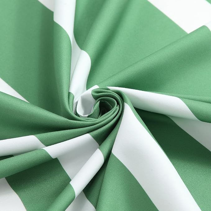 Extra Long Green and White Striped Shower Curtain 72x84 Inches, Waterproof Fabric with Modern Gradient Lines, 12 Rustproof Grommets & Weighted Hem