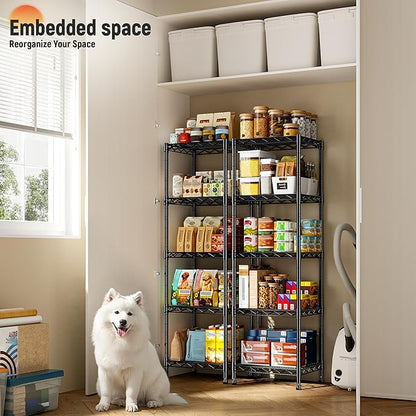 5 Tier Metal Shelving Unit Wire Shelving,Storage Rack for Small Space:Adjustable Storage Shelves Standing Bathroom Shelf and Narrow Small Shelf for Laundry Dorm Kitchen Pantry Closet15.8"w*11.8"D*53"H