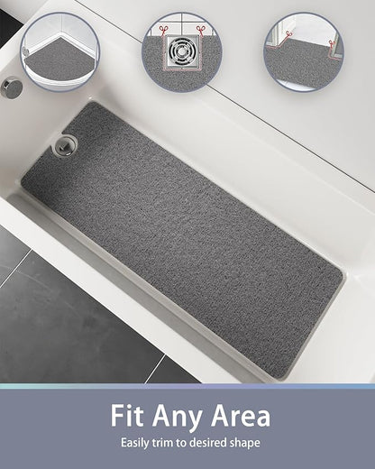 Mecko Square Non-Slip Shower Mats for Inside Shower, Anti-Slip Loofah Bath Mat for Tub and Walk-in Shower, Soft and Comfortable Safety Mat, Quick-Drying (Grey, 24" x 24")