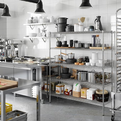 18" Deep x 54" Wide x 64" Height Wire Shelving Kit | 5-Tier | NSF Commercial Storage Rack Unit