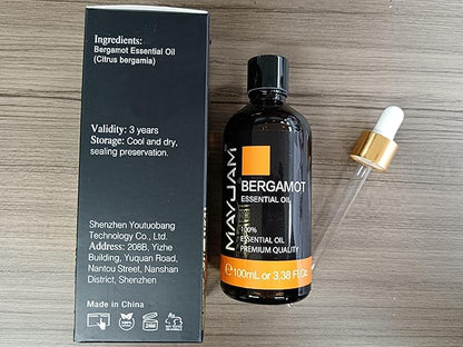 MAYJAM 100ML/3.38FL.OZ Bergamot Fragrance Oils with Glass Dropper, Essential Oils for Diffusers for Home, Long Lasting Scented Oils for Diffusers Soap Candle Making