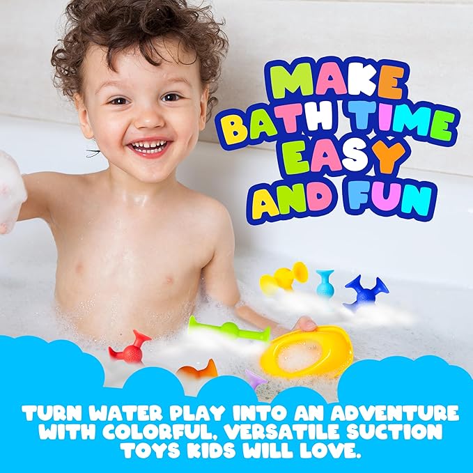 Acme Co 50 PCS Baby Suction Toys - Fun Baby Bath Games, for Toddlers, Educational Toddler Sensory, Interactive Play of Building, Montessori Stocking Stuffers for Kids